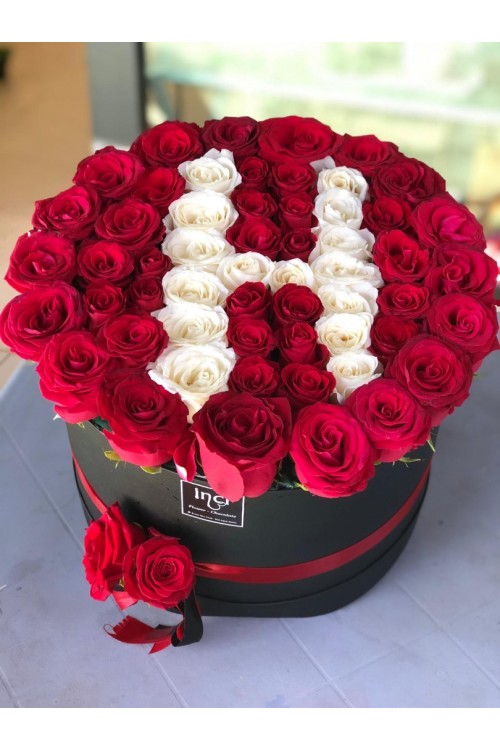H Harfli Kırmızı Gül Kutusu
