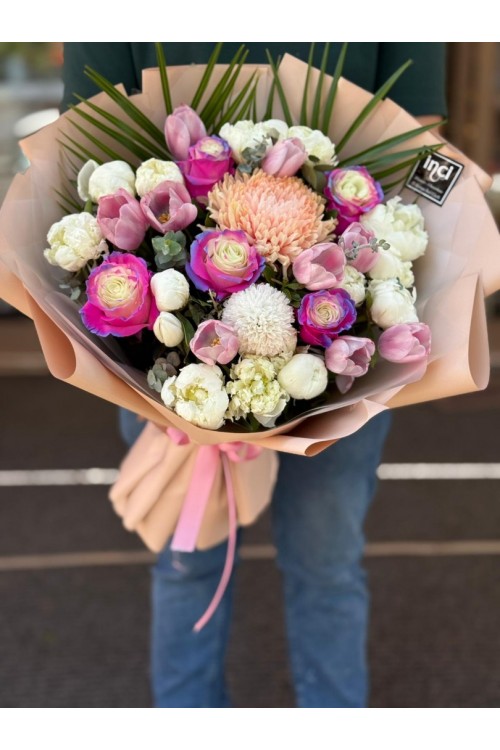  Renkli Krizantem ve Bahar Çiçekleri Karma Buketi